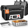 thumbnail image 1 of Mpow Heated Lunch Box for Men, Electric Lunch Box for Adults, 6.3 Cups Portable Food Warmer, 27000mAh Rechargeable Self Heating Food Heater with Memory Function, Automatic Keep Warm(Classic Black), 1 of 7