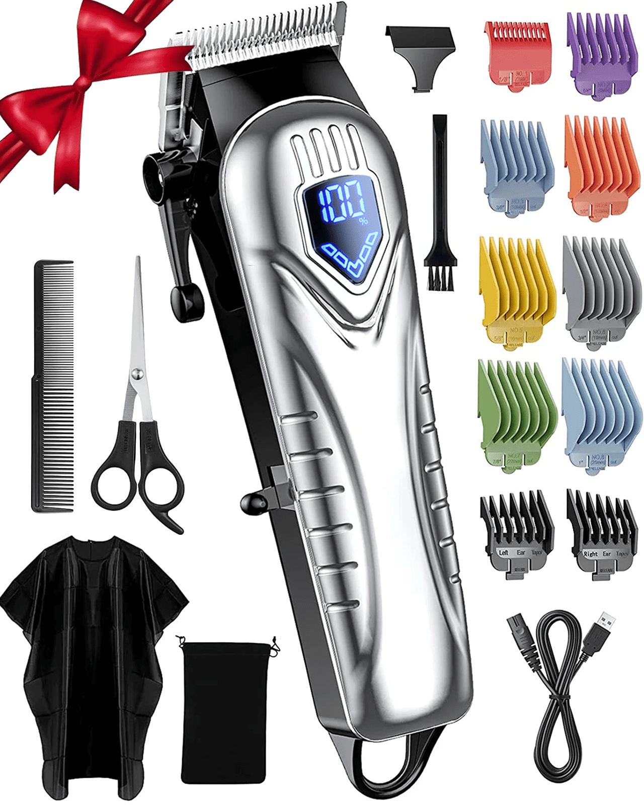 Mpow Cordless Hair Clippers for Men w Battery Display 5H Professional Hair Cutting Kit with 10 Combs Rechargeable Barber Clippers Beard Hair Trimmer