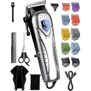 Mpow Cordless Hair Clippers for Men w/Battery Display, 5H Professional Hair Cutting Kit with 10 Combs, Rechargeable Barber Clippers Beard/Hair Trimmer with Scissors,Cape for Men Women Kids,Mens Gifts