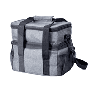 Mpow Expandable Double Deck Insulated Lunch Box Cooler Tote, Leakproof Lightweight Lunch Bag with Adjustable Shoulder Strap & Side Tissue Pocket for Men Women Work Office Picnic, Gray