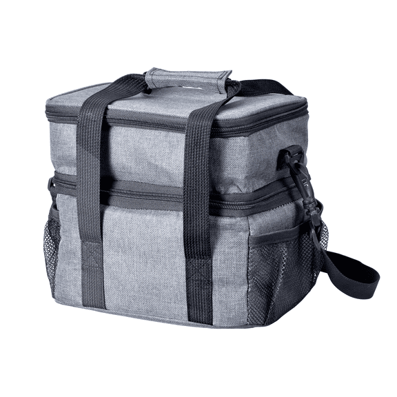 Mpow Expandable Double Deck Insulated Lunch Cooler Tote Bag, Leakproof Lightweight Lunch Bag with Adjustable Shoulder Strap & Side Tissue Pocket, Gray, for Work Office Picnic Men Women