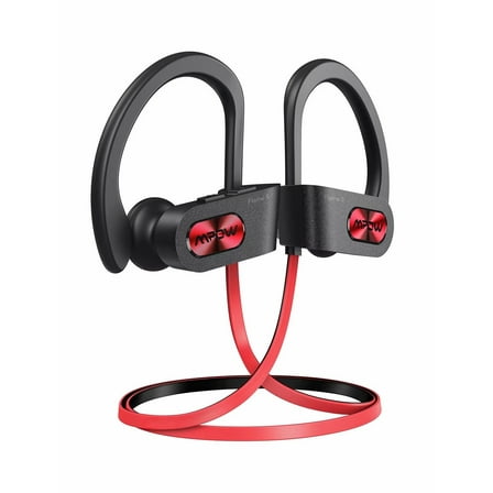 Mpow Flame S Bluetooth 5.0 Headphones Sports, aptX-HD Bass+ Loud Sound IPX7 Waterproof Running Earbuds CVC8.0 Noise Cancelling Mic W/Carrying Case, Red