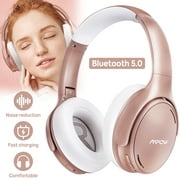 Mpow H19 IPO Active Noise Cancelling Headphones, Lightweight Bluetooth 5.0 Headset with Fast Charge, CVC 8.0 Mic for Office, Study, Travel, Pink