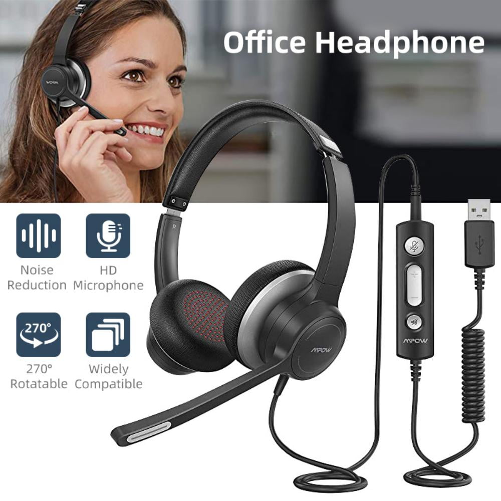 Mpow HC6 Office USB Wired Headset, OnEar 3.5mm Jack Call Center