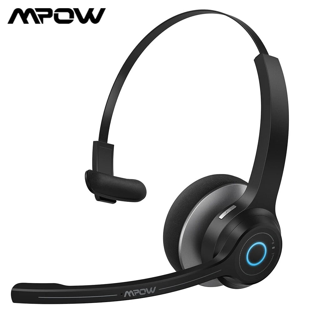 Mpow HC7 Wireless Bluetooth Office Headsets with Al DualMic Rotatable Mute Mic Noisecanceling