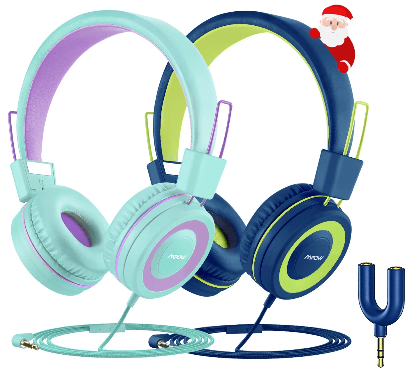 MPOW Kids Headphones with Microphone, Stereo Wired Headphones for Kids 85/94dB  Volume Limit, Adjustable Foldable Children Headphone with Share Port, over  Ear Headsets for School, Tablet, Airplane 