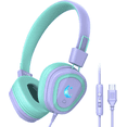 thumbnail image 1 of Mpow Kids USB-C Wired Headphones with Microphone, 85/94dB Volume Limited, LED Light, Foldable Over-Ear Design for School & Tablet, 1 of 8