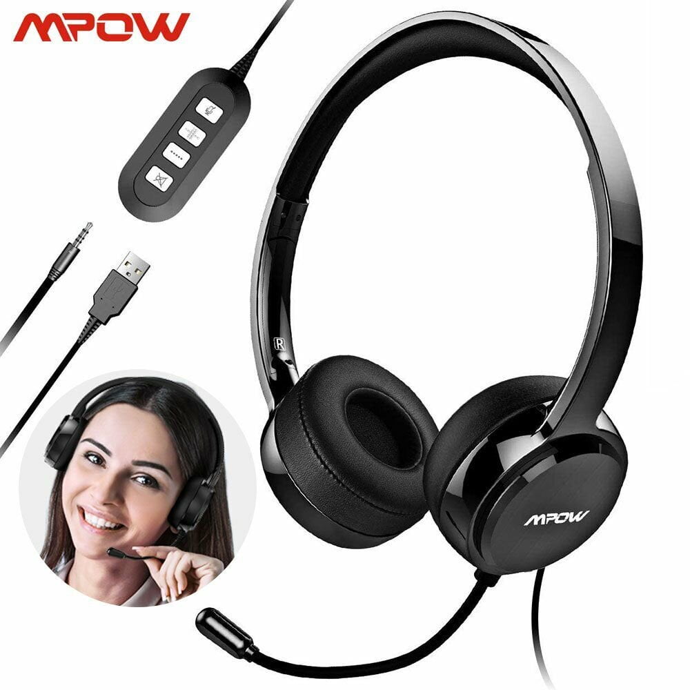 Mpow PC Headset Multi Use 3.5mm USB Headphone Skype Chat Office In line Control