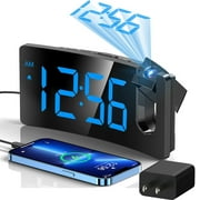 Mpow Projection Alarm Clock, Digital Clock with 180° Rotatable Projector, 3-Level Brightness, Progressive Volume, USB Charger, Battery Backup, 9mins Snooze, 12/24H, Digital Alarm Clock for Bedroom