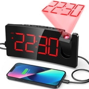 Mpow Projection Alarm Clock, Digital Clock with 180  Rotatable Projector, 3-Level Brightness, Progressive Volume, USB Charger, Battery Backup, 9mins Snooze, 12/24H, Digital Alarm Clock for Bedroom