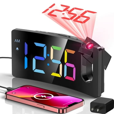 Mpow Projection Alarm Clock, Digital Clock with 180° Rotatable Projector, 3-Level Brightness, Progressive Volume, USB Charger, Battery Backup, Digital Alarm Clock for Bedroom