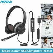 Mpow USB Wired Headset/3.5mm Computer Headphones Noise Cancelling with Microphone