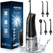 Mpow Water Flosser for Adults, Rechargeable Water Floss with 300ML Water Tank & 5 Jet Tips -Black