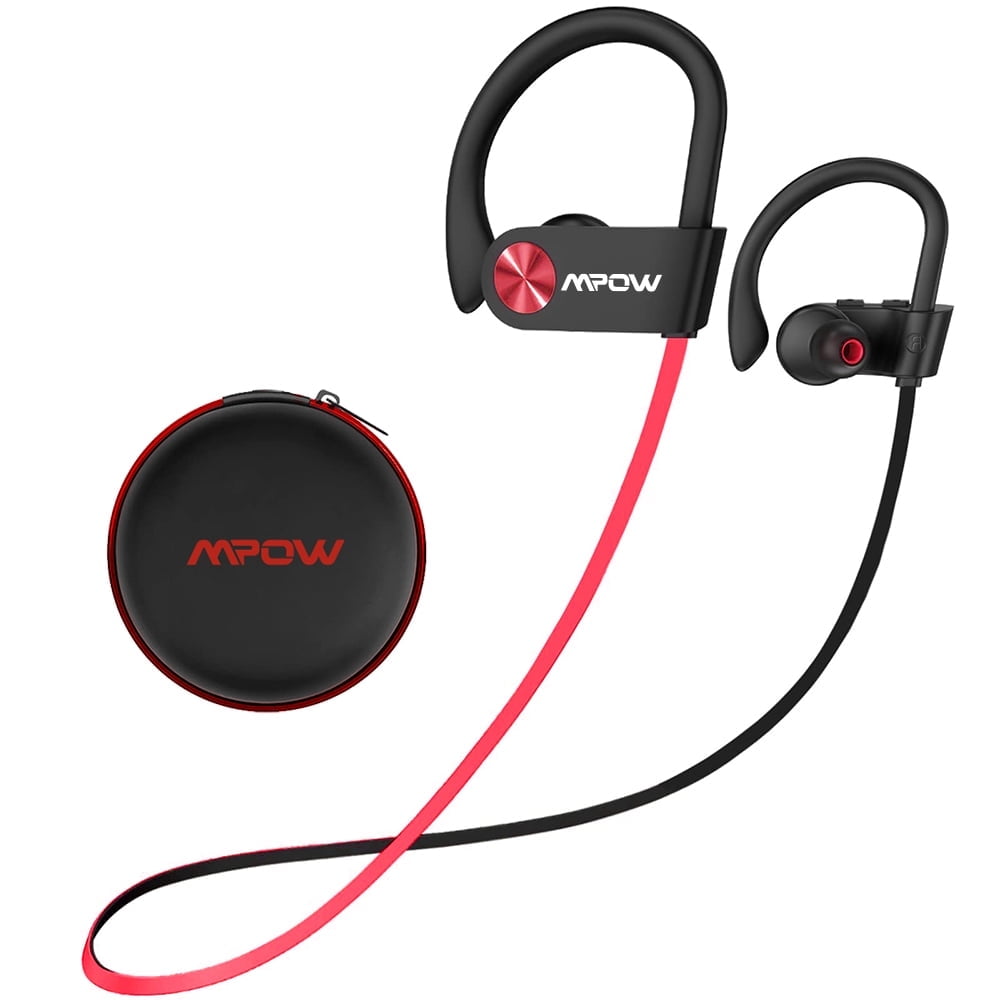 Mpow Wireless Sports Earbuds, Flame Bluetooth 5.3 Headphones with Mic IPX7 Waterproof Stereo Sweatproof in-Ear Earphones, Noise Cancelling Headsets, Black&Red