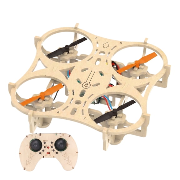 Mq-56 Diy Wooden Drone Building Kit with Remote Control, Build and Fly Your Own Quadcopter Diy Drone Learning Toy (Entry-Level Model) B