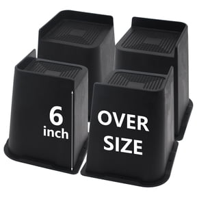 MQ Bed Risers 6 Inch 4 Pack Black Support 7000LBs, Oversized Furniture Risers for Dorm Beds Frame, Sofa, Desk, Couch, Chairs Legs