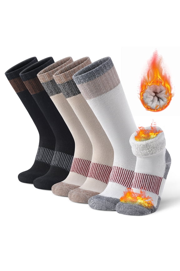 3-Pair Unisex Over-the-Calf Wool Socks, Arch Support & Plush Thermal Lining for Cold Weather, Ideal Gift for Family & Friends, Home Office & Casual Outdoor Use
