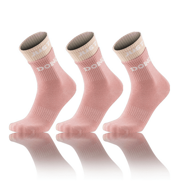 Mqamex 3-Pair Women's Mid-Cut Athletic Socks, Fashionable Color Block Design in White-Lilac & Black-Pink, Moisture-Wicking & Breathable, Soft Comfort for Running, Travel, Casual Wear