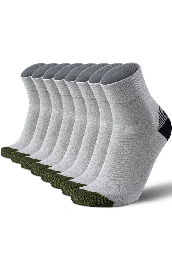 4-Pair Men's Quarter Socks, Combed Cotton Blend with Elastane, Moisture-Wicking & Odor-Resistant, Durable Casual & Dress Socks for Office, Daily Wear