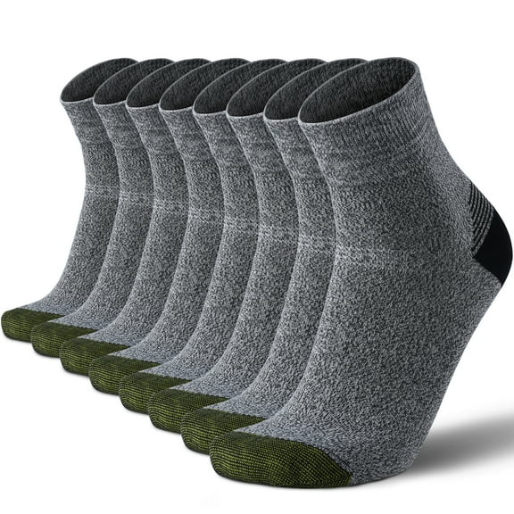 Mqamex 4-Pair Men's Quarter Socks, Combed Cotton Blend with Elastane, Moisture-Wicking & Odor-Resistant, Durable Casual & Dress Socks for Office, Daily Wear