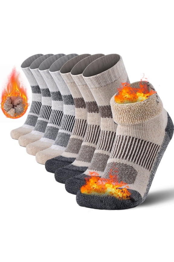 4-Pair Unisex Mid-Crew Wool Blend Socks, Arch Support & Plush Fleece Lined for Cold Weather, Cloud-Like Comfort Thermal Socks, Ideal Gift for Parents