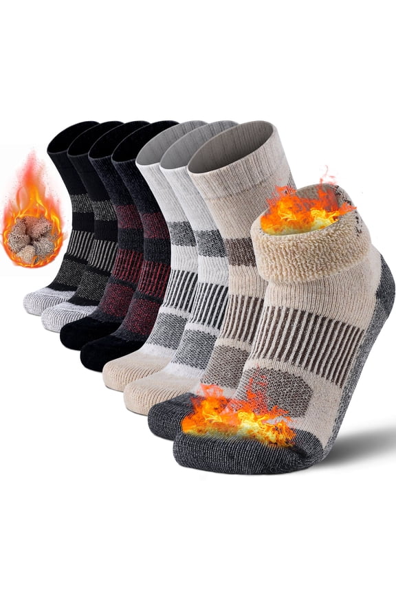 4-Pair Unisex Mid-Crew Wool Blend Socks, Arch Support & Plush Fleece Lined for Cold Weather, Cloud-Like Comfort Thermal Socks, Ideal Gift for Parents