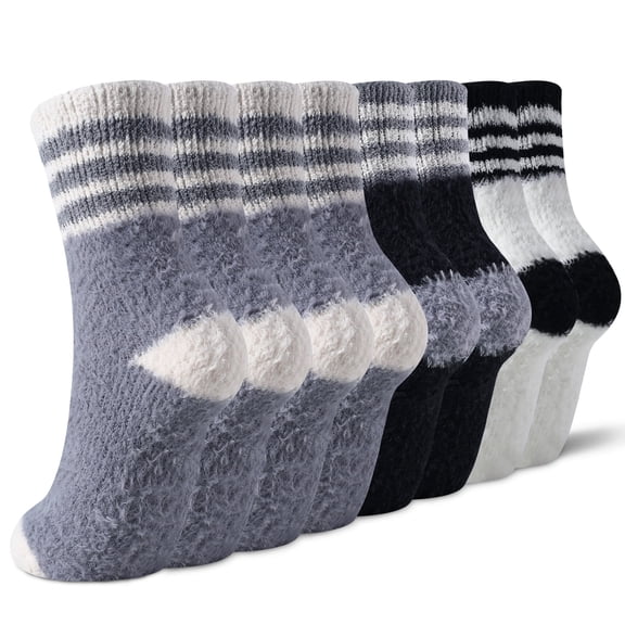 Mqamex 4-Pair Women's Mid-Calf Thermal Socks, Soft Plush Warm Sleeping Socks, Cozy Non-Slip House Slipper Socks in Pink, Ideal Gift for Women & Teens