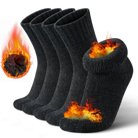 Mqamex 5-Pair Men's Quarter Crew Socks for Cold Weather, Cotton Rich Soft & Warm, Moisture-Wicking Business Casual Socks, Assorted Colors