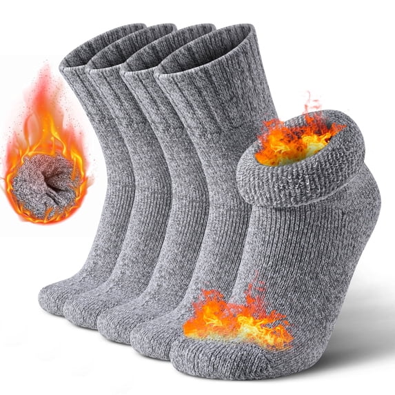 Mqamex 5-Pair Men's Quarter Crew Socks for Cold Weather, Cotton Rich Soft & Warm, Moisture-Wicking Business Casual Socks, Assorted Colors