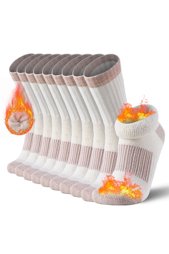 5-Pair Unisex Wool Blend Crew Socks, Arch Support & Plush Thermal Lining for Cold Weather, Ideal Gift for Parents, Warm Comfort Socks for Home, Office & Outdoor Activities