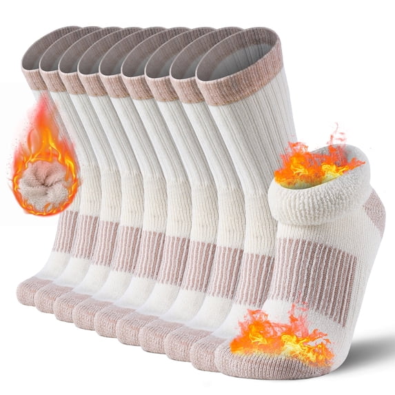 Mqamex 5-Pair Unisex Wool Blend Crew Socks, Arch Support & Plush Thermal Lining for Cold Weather, Ideal Gift for Parents, Warm Comfort Socks for Home, Office & Outdoor Activities