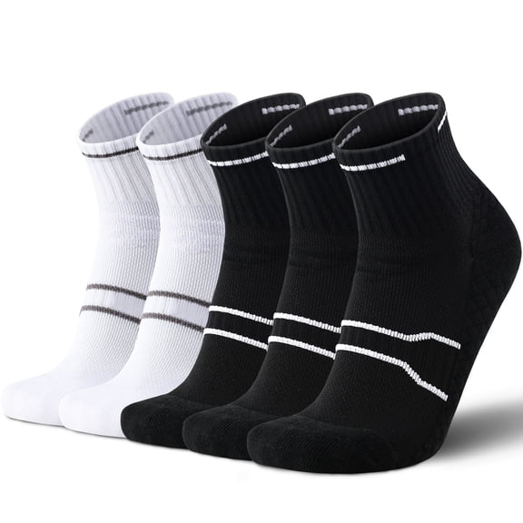 Mqamex Men's Quarter Athletic Socks,Moisture Wicking Breathable Cushioned Comfort,5 Pack