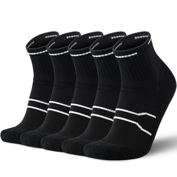 Mqamex Men's Quarter Athletic Socks,Moisture Wicking Breathable Cushioned Comfort,5 Pack