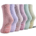 thumbnail image 1 of Mqamex 6-Pair Unisex Plush Mid-Crew Socks with Non-Slip Grip, Cloud-Like Soft Fleece Lined Winter Socks in Muted Colors, Cozy Thermal House Socks for Home & Office, 1 of 6