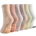 thumbnail image 1 of Mqamex 6-Pair Unisex Plush Mid-Crew Socks with Non-Slip Grip, Cloud-Like Soft Fleece Lined Winter Socks in Muted Colors, Cozy Thermal House Socks for Home & Office, 1 of 6