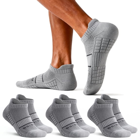 Mqamex Men's Athletic Ankle Socks 6 Pairs, Cushioned Cotton Blend Running Gym Socks with Arch Support