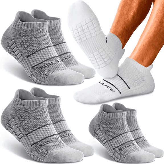Mqamex Men's Athletic Ankle Socks 6 Pairs, Cushioned Cotton Blend Running Gym Socks with Arch Support