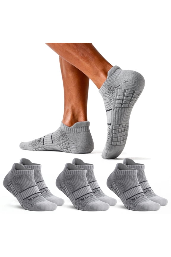 Men's Athletic Ankle Socks 6 Pairs, Cushioned Cotton Blend Running Gym Socks with Arch Support