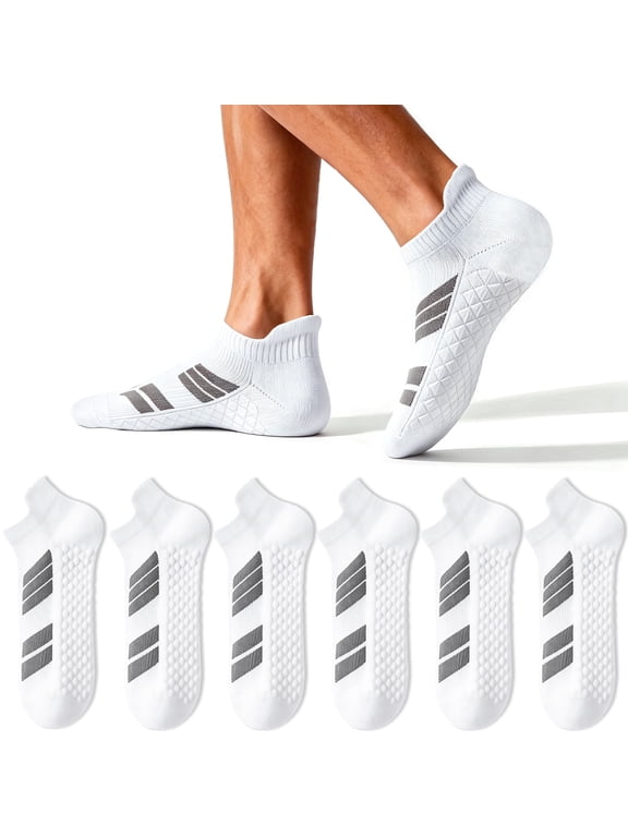 Athletic Low Ankle Socks for Men Running with Arch Support, 6 Pairs Sizes 6-13