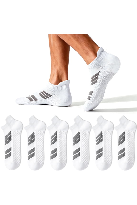 Athletic Low Ankle Socks for Men Running with Arch Support, 6 Pairs Sizes 6-13