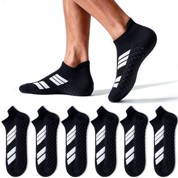 Mqamex Athletic Low Ankle Socks for Men Running with Arch Support, 6 Pairs Sizes 6-13