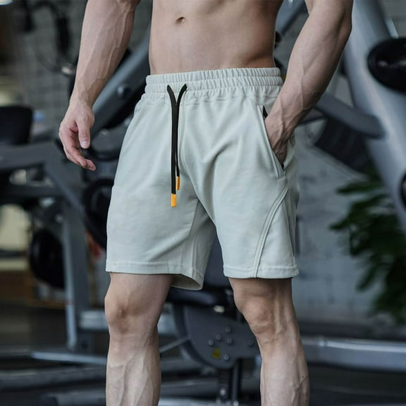 Mqqzkk Athletic Gym Shorts For Men Casual Basketball Solid Color Elastic Waist Shorts with Pockets for Running Workout Activewear