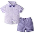 thumbnail image 1 of Mqqzkk Boys Clothes Shorts Sets Printed Short Sleeve Button Shirt and Shorts Two Pieces for Kids Summer Outfits（1-5Years), 1 of 9