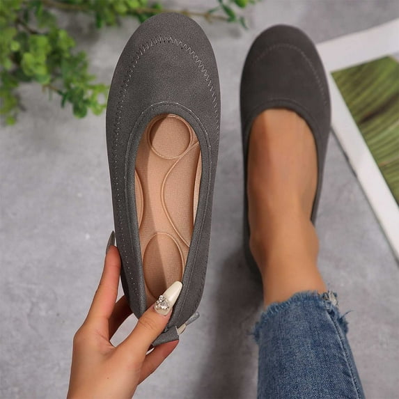 Mqqzkk Flat Shoes Round Toe Ballets Flats for Women Dressy Business Shoes Comfortable Classic Close Toes Flats for Office