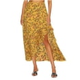 thumbnail image 1 of Mqqzkk Flower Printed Skirts For Women Slit Split Ruffle Long Skirts High Waisted Summer Flowy Maxi Skirts Fashion A Line Skirts, 1 of 5