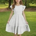thumbnail image 1 of Mqqzkk Girls Cute Dress Fashion Cap Sleeve A-Line Sundress Casual Flowy Regular Fits Midi Dresses for 5-15 Years Kids, 1 of 8