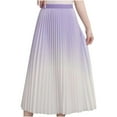 thumbnail image 1 of Mqqzkk Gradient Color Long Skirt For Women Trendy Elastic High Waist Pleated Shirts Tiered A Line Beach Long Skirts, 1 of 5
