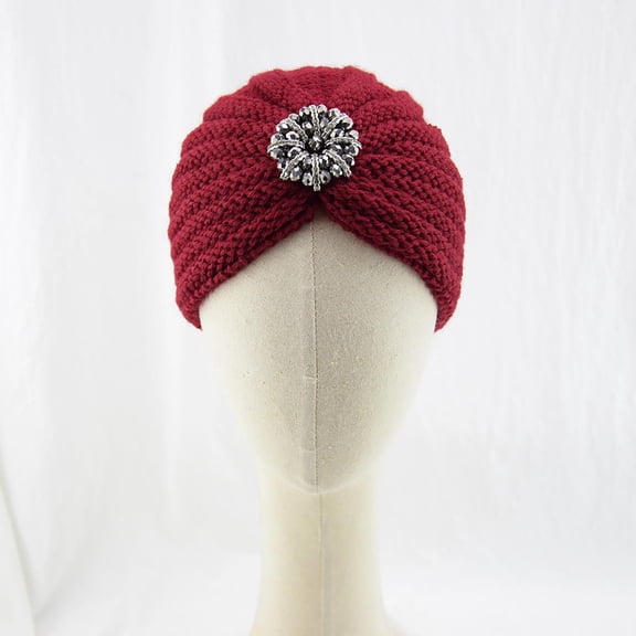 Mqqzkk Hats Knitted Hats Bag Caps Acrylic Crochet Hats Fall and Winter Pullover Hats With Diamond Jewelry Accessory