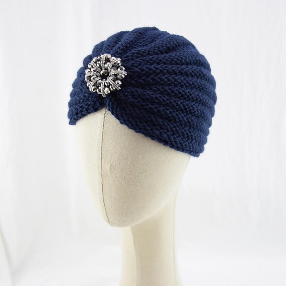 Mqqzkk Hats Knitted Hats Bag Caps Acrylic Crochet Hats Fall and Winter Pullover Hats With Diamond Jewelry Accessory