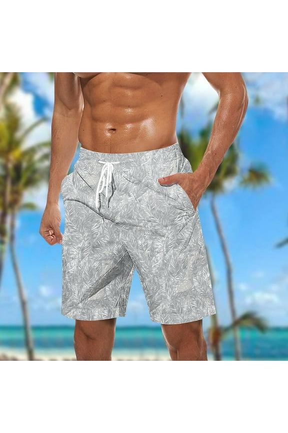 Hawaiian Swimming Beach Shorts For Mens Classic Fits Breathable Shorts Soft Comfy Swim Trunks Swimwear with Pocket